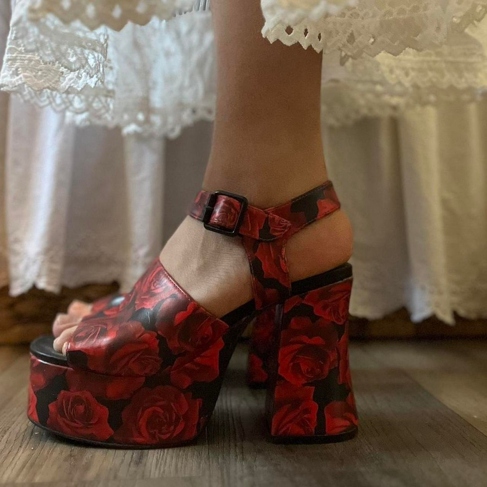Rose platform heels from Delia’s and dolls kill collab